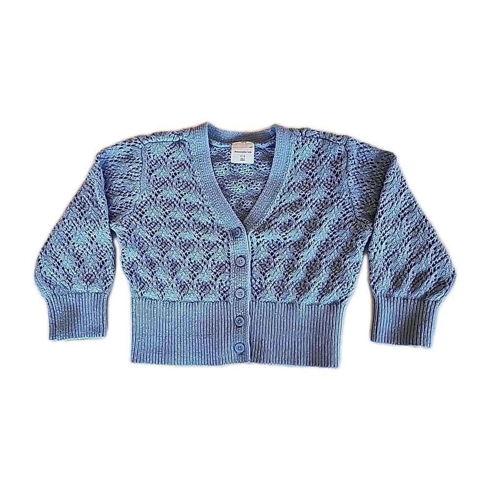 Abercrombie Kids Girls Cropped Open Knit Cardigan Size 5-6 Blue Sweater Cottage